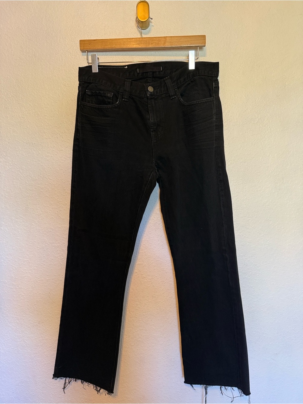JBrand black raw hem straight wide leg jeans 31